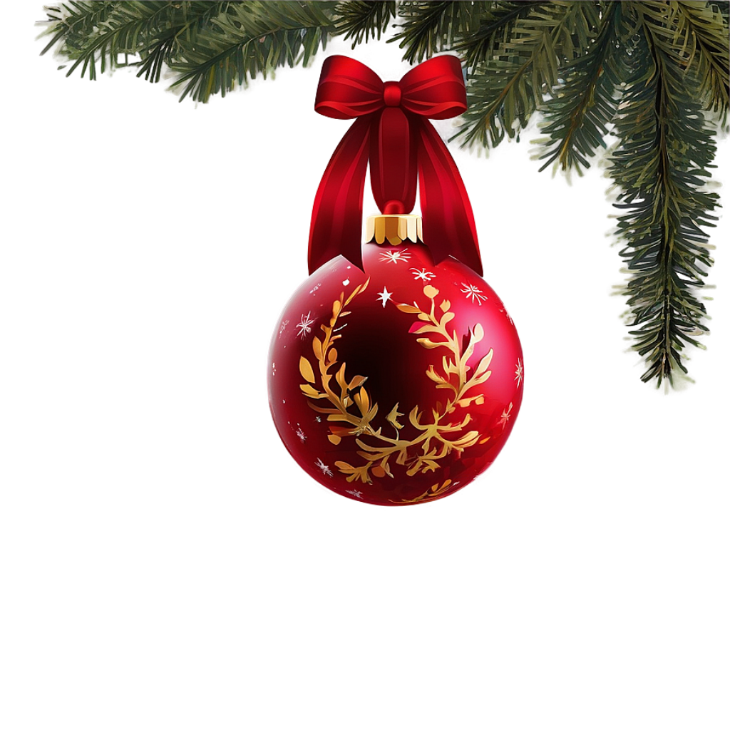 Red Christmas Ornament on Pine Branch: Festive Wallpaper Design