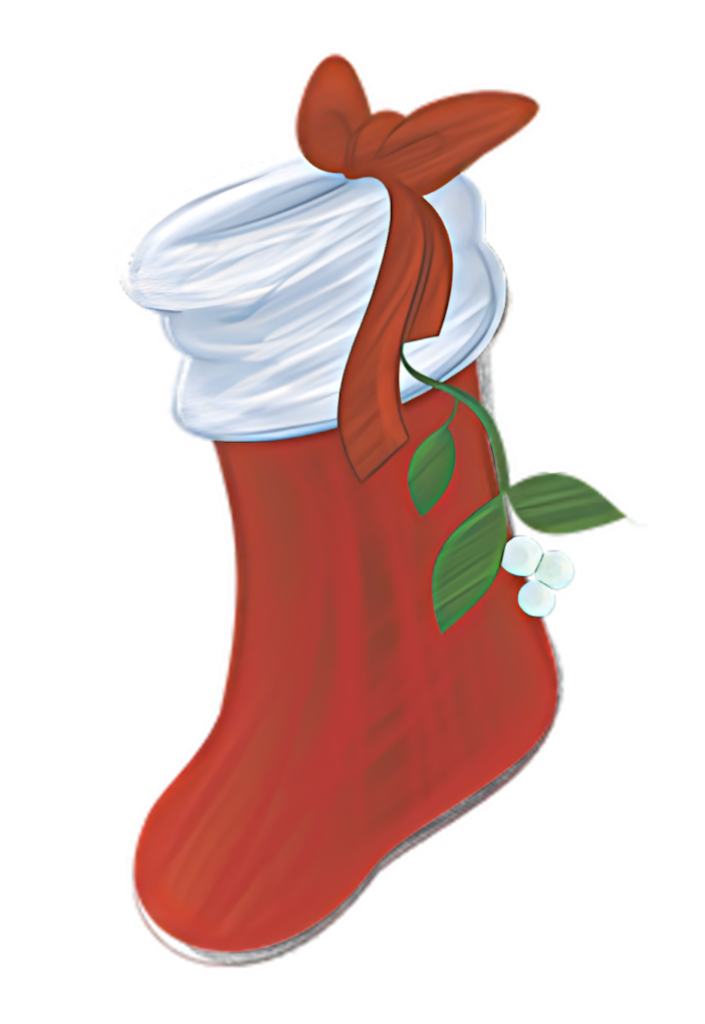Charming Red Christmas Stocking with Mistletoe Wallpaper Background