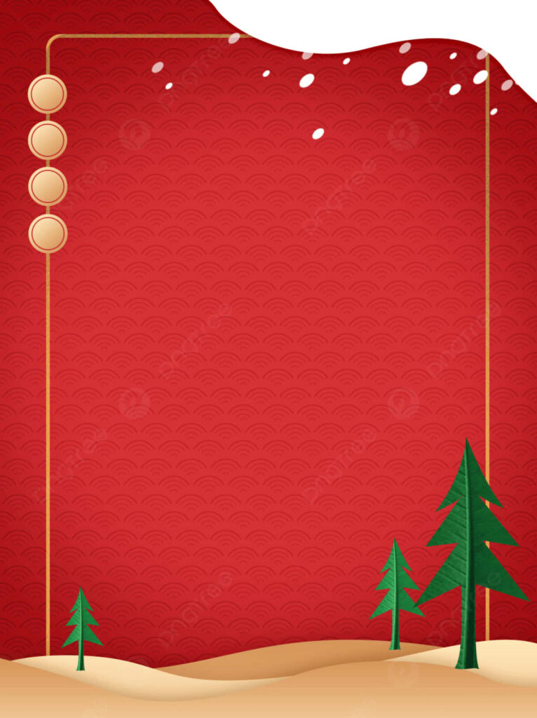 “Elegant Red & Gold Christmas Wallpaper with Green Trees”
