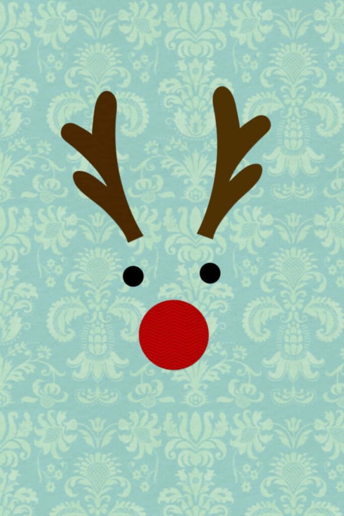 Minimalist Red-Nosed Reindeer Wallpaper for Festive Phone Background