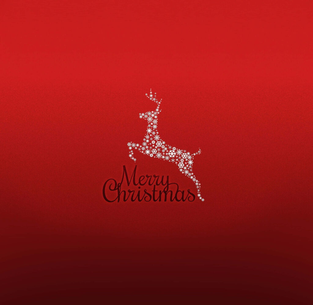 Festive Red Reindeer Snowflake Wallpaper | Merry Christmas Design