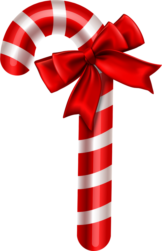 Festive Red Striped Candy Cane with Bow - Holiday Wallpaper