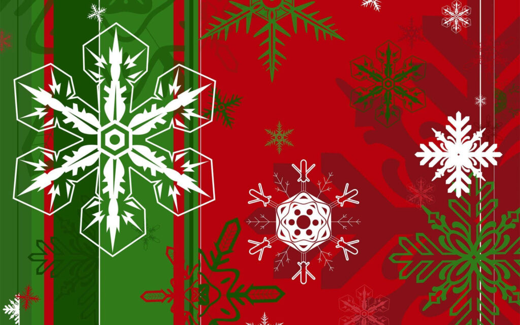 Vibrant Christmas Wallpaper: Red & Green Snowflake Background