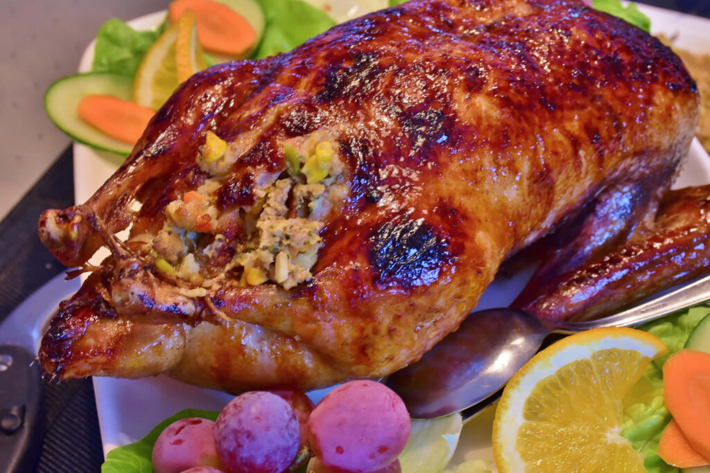 Festive Roasted Turkey with Stuffing & Vegetables - Wallpaper Background