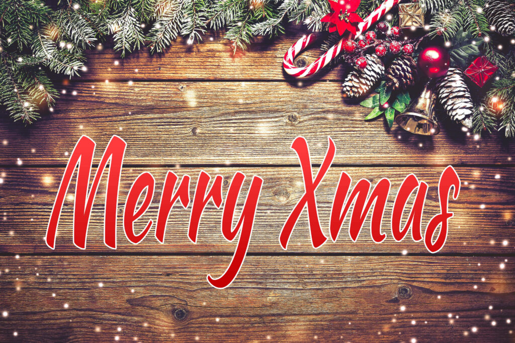Rustic Xmas Wallpaper with Pine, Candy Canes & Snowy Cheer