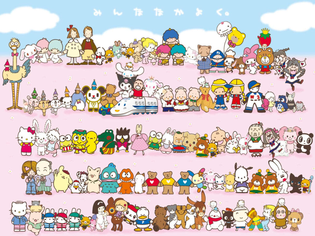 Festive Sanrio Characters Celebrate Christmas in a Whimsical Wallpaper