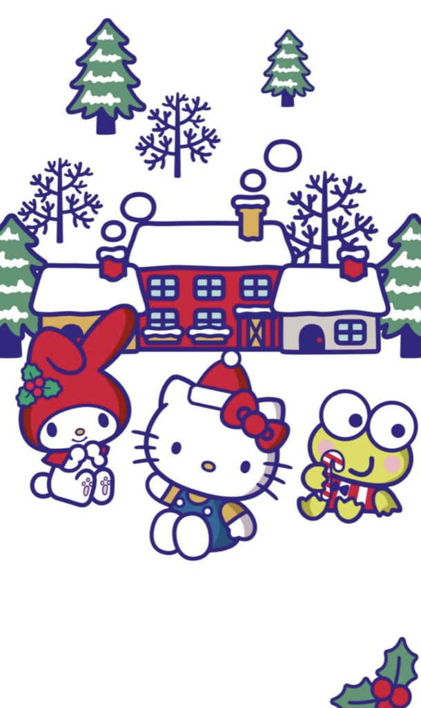 Festive Sanrio Characters: Hello Kitty, My Melody & Keroppi Wallpaper