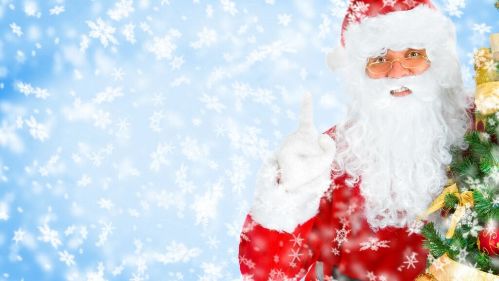 Festive Santa Claus Wallpaper: Joyful Holiday Scene in 1920x1080