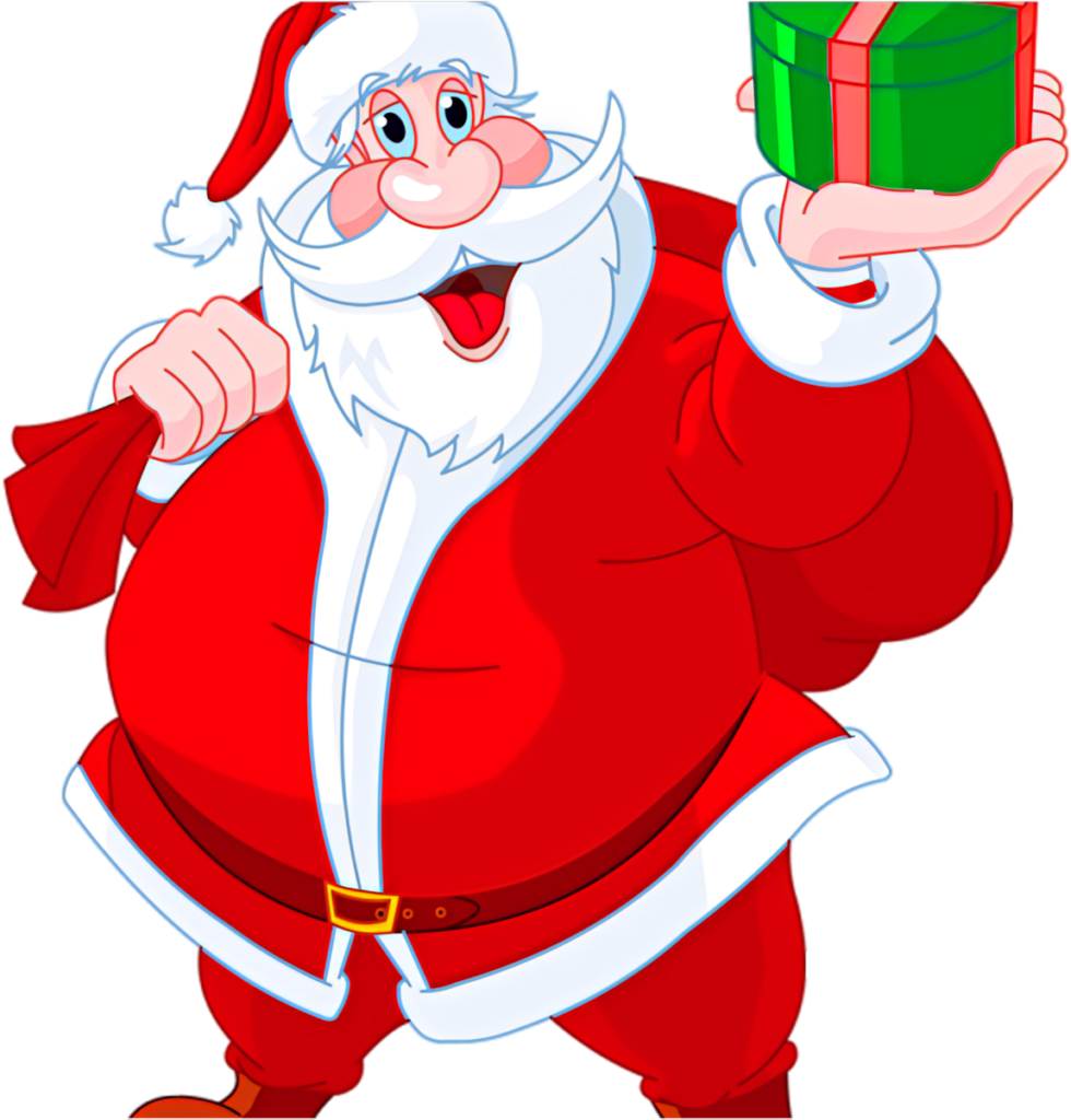 Jolly Santa Claus Wallpaper: Holiday Cheer with Gifts & Red Ribbons