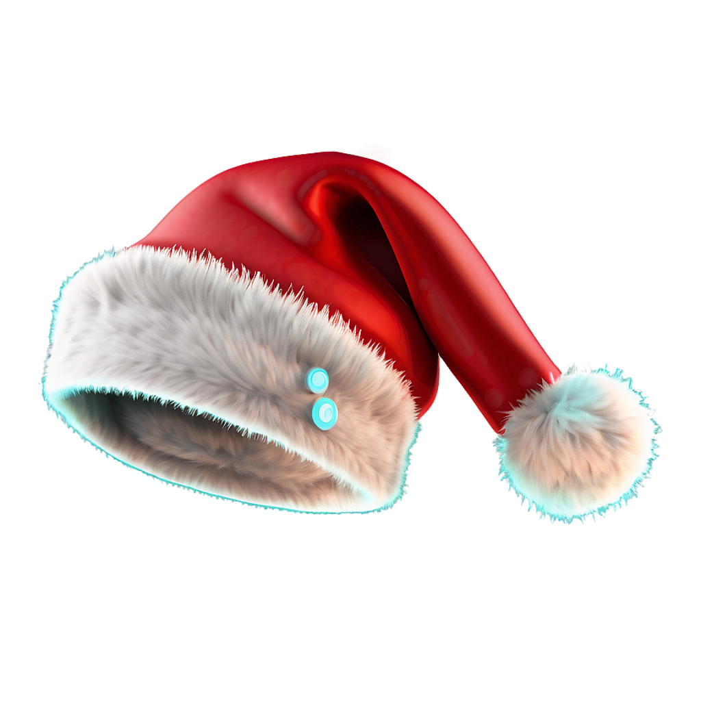 Festive Oversized Santa Hat Wallpaper with Glossy Red & Blue Glow