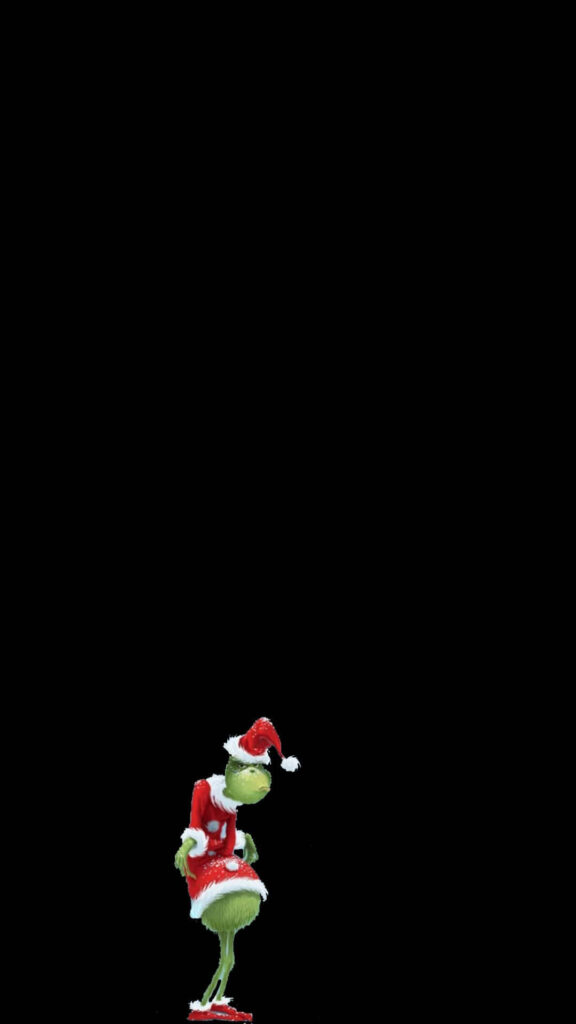 Joyful Christmas iPhone Wallpaper: Santa Character on Black Background