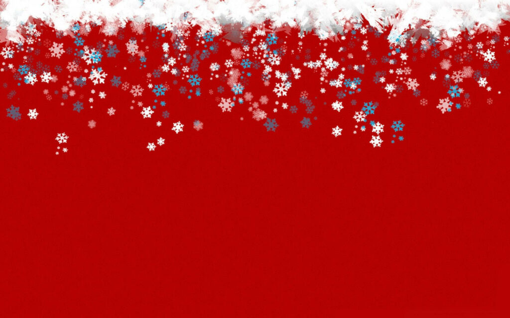 Festive Snowflake Wallpaper on Bold Red Background - Christmas Spirit