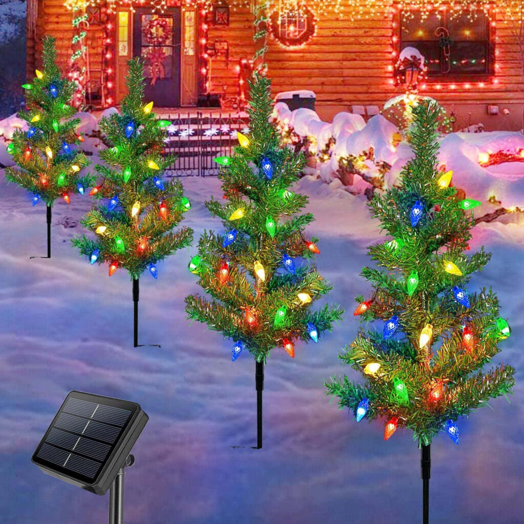 Cheerful Snowy Christmas Wallpaper with Eco-Friendly Solar Lights