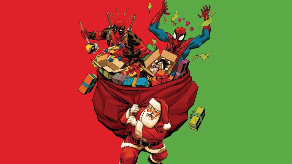 Fun Spider-Man & Deadpool Christmas Wallpaper: Santa Deadpool Joy!