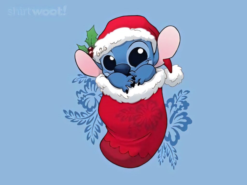 Festive Stitch in Santa Outfit | Christmas Stocking Wallpaper