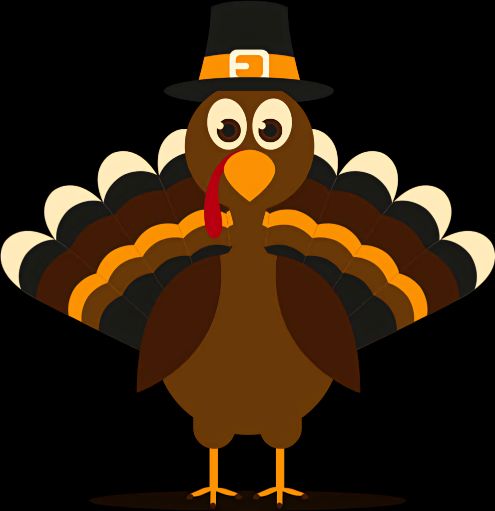 Cartoon Turkey Pilgrim Hat Wallpaper for Festive Thanksgiving Background