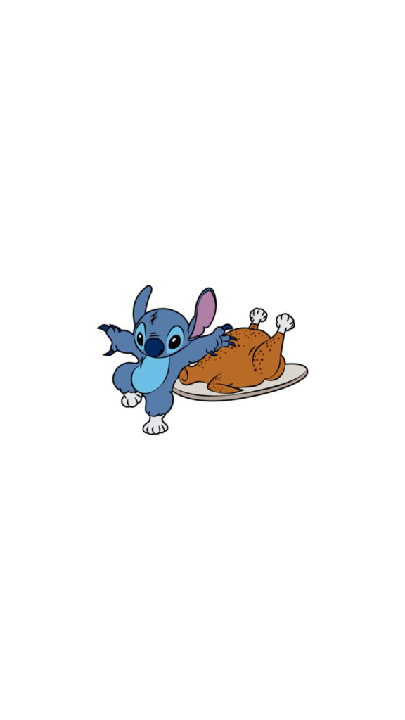 Playful Cartoon Character with Roasted Turkey - Festive Thanksgiving Background Wallpaper