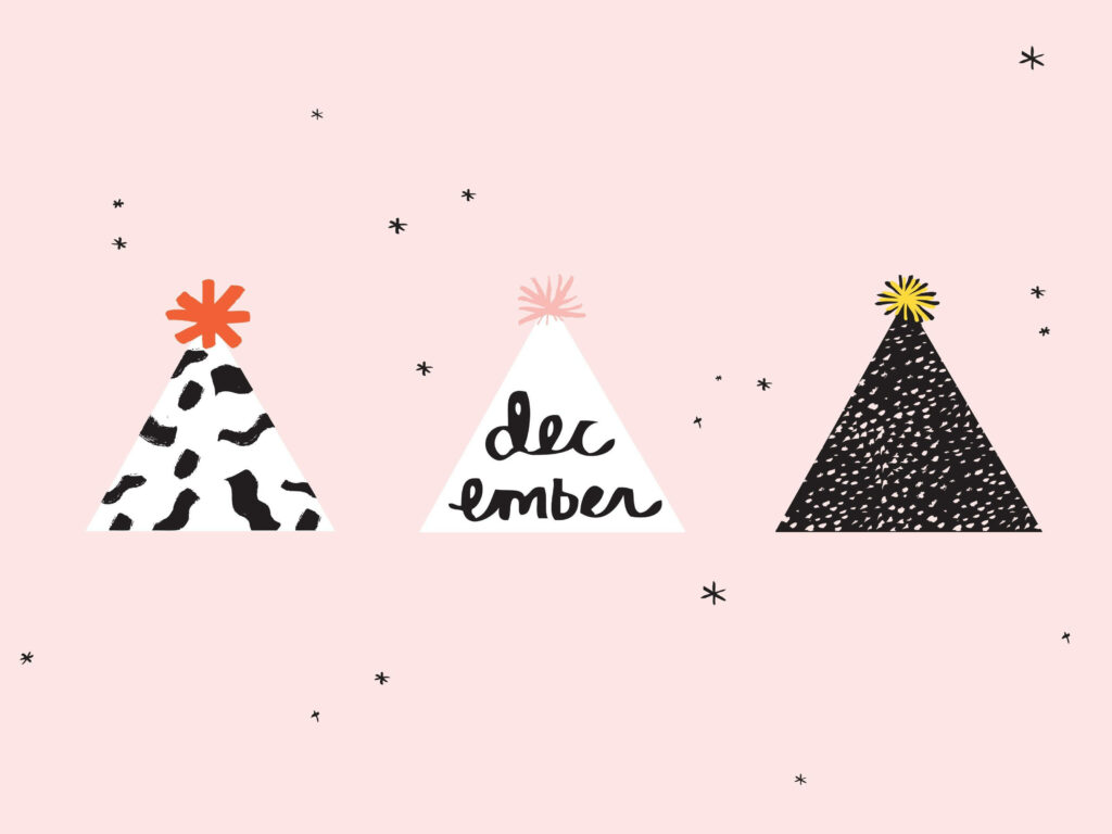 Festive Triangles Wallpaper: Minimalist December Design on Pink