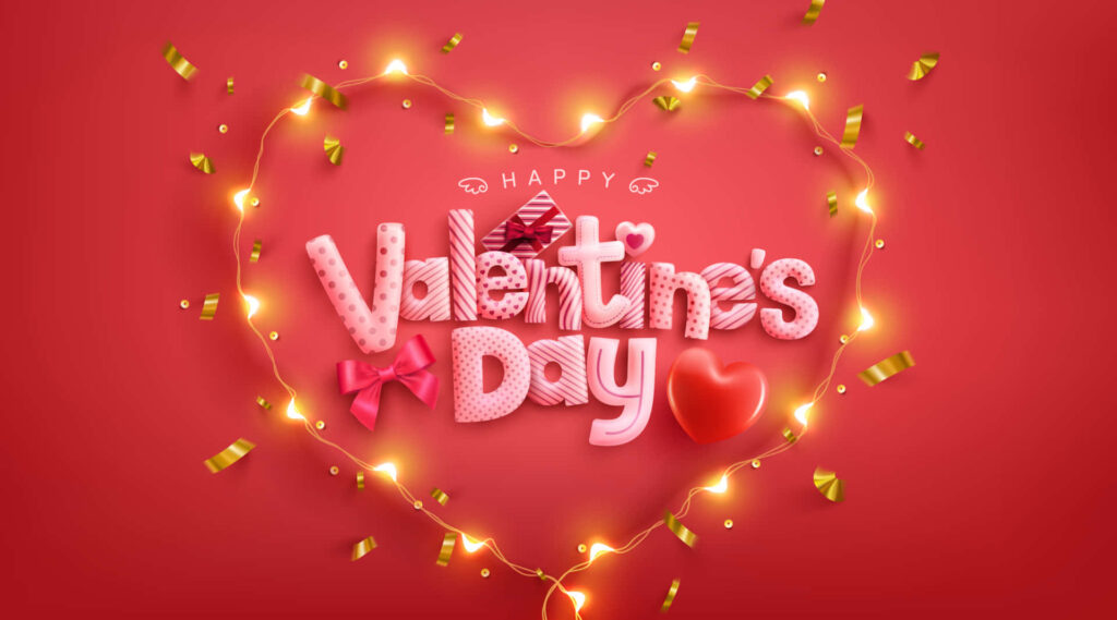 Festive Valentine's Day Wallpaper: 3D Love Letters & Heart Lights
