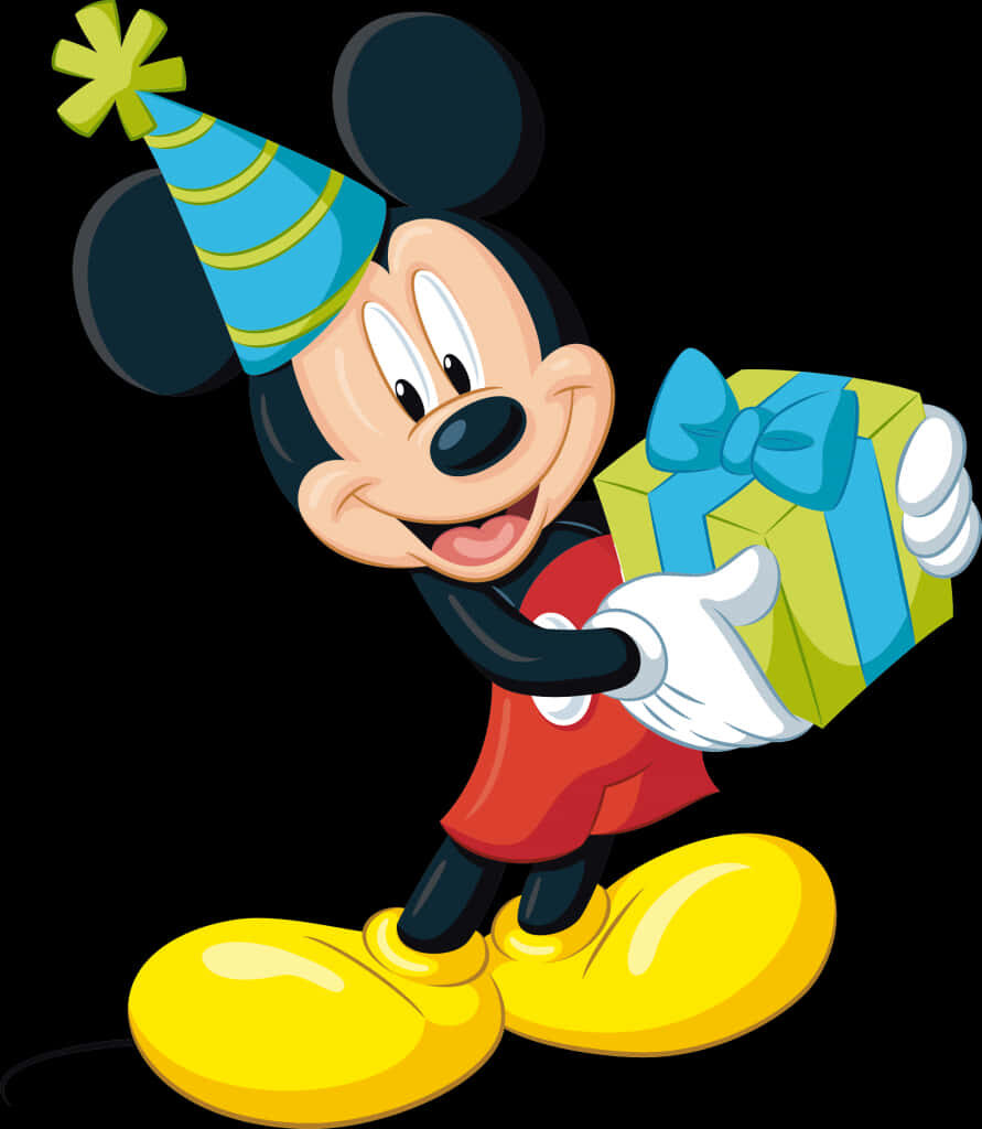 Cheerful Character with Gift Box - Festive Wallpaper Background