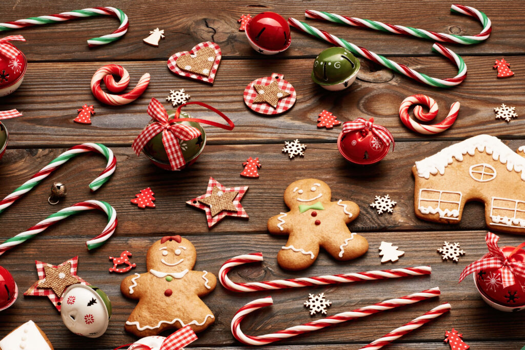 Festive Christmas Cookies & Decorations Wallpaper Background