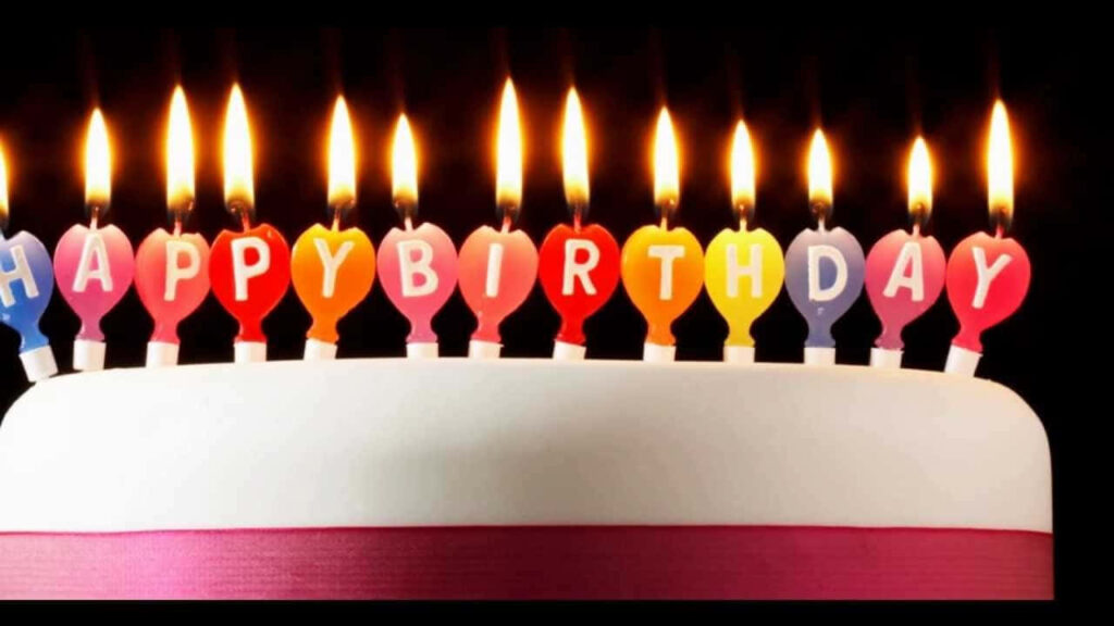 Colorful Birthday Cake Wallpaper with Joyful Happy Birthday Candles