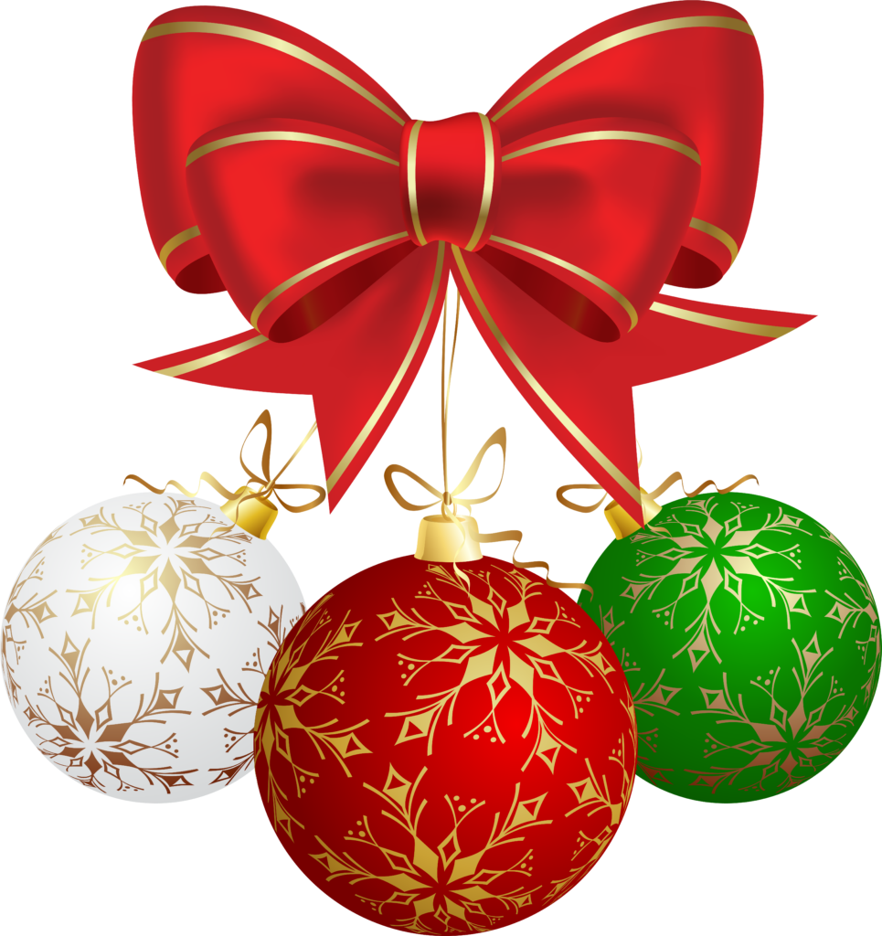 Vibrant Christmas Ornaments with Gold Patterns & Red Bow Wallpaper