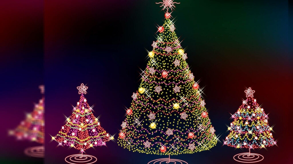 Colorful Christmas Trees Wallpaper: Festive Holiday Decor Background