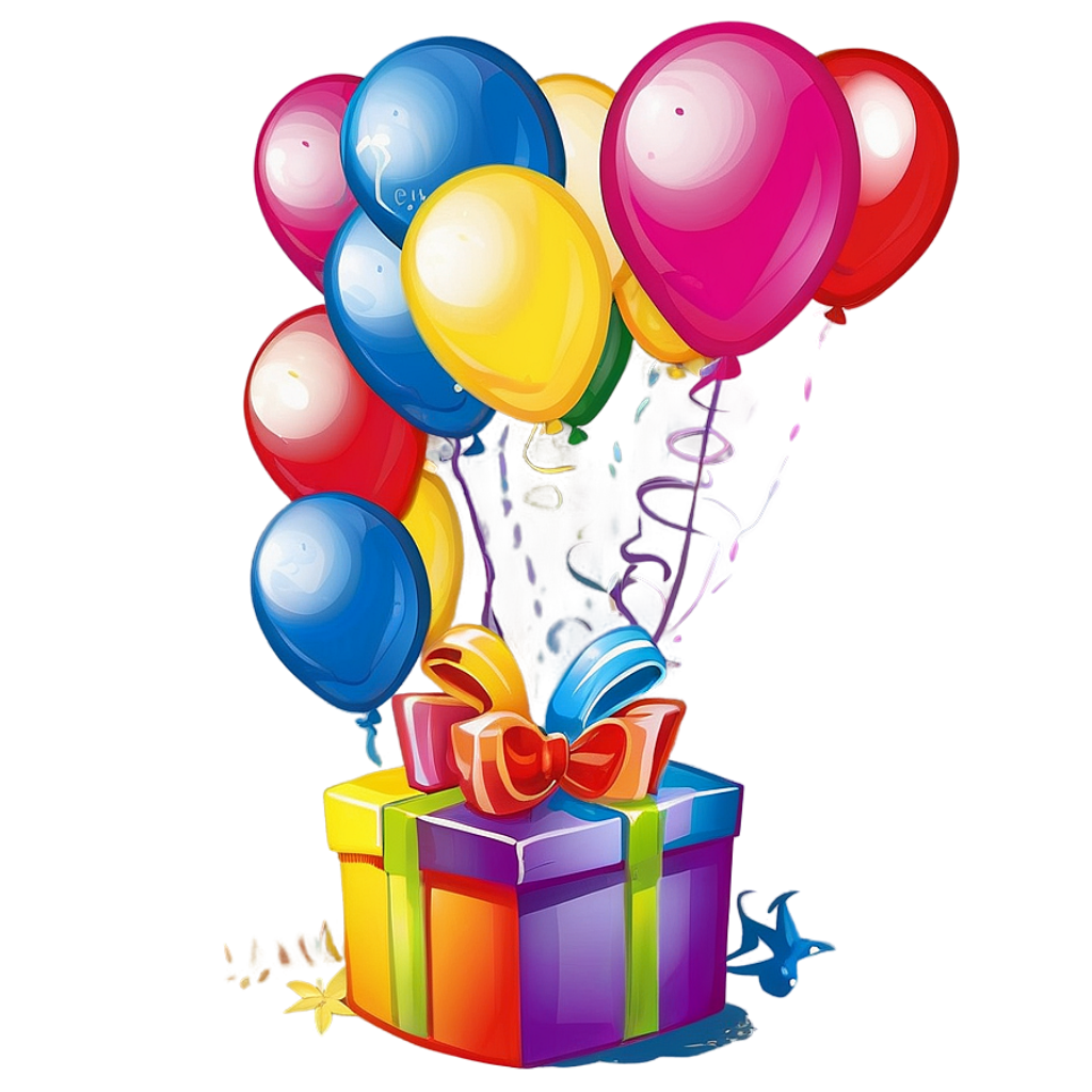 Festive Wallpaper: Colorful Gift Box & Balloons for Joyful Vibes