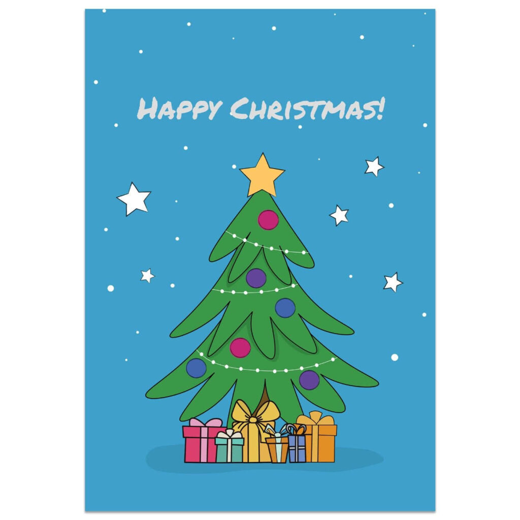 Joyful Christmas Tree Wallpaper: Ornaments, Gifts & Snowy Background