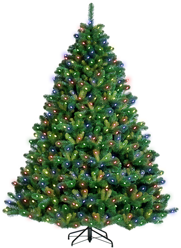 Festive Illuminated Christmas Tree Wallpaper on Transparent Background