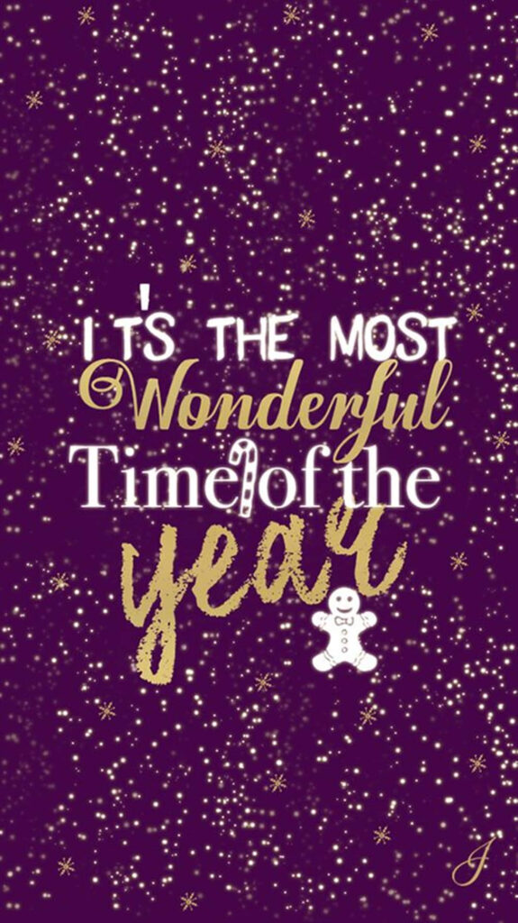 Festive Purple Wallpaper: 'It's the Most Wonderful Time' Design