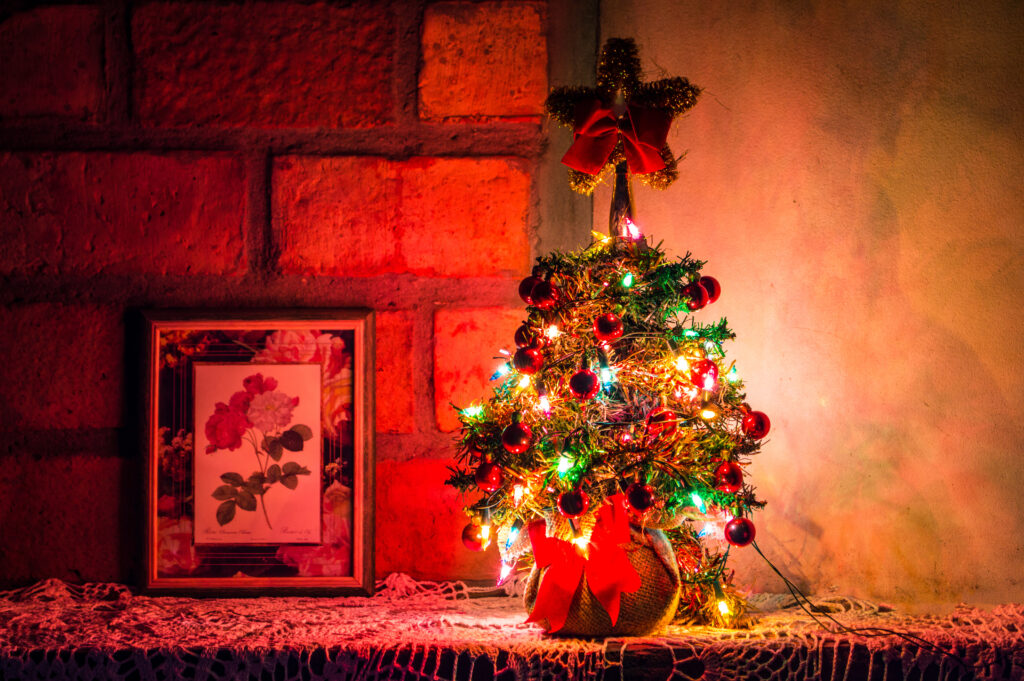 Charming Mini Christmas Tree Wallpaper with Colorful Decorations