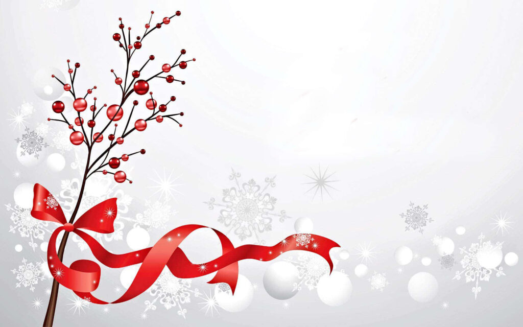 Festive Wallpaper with Red Berries & Snowflakes for Holiday Joy