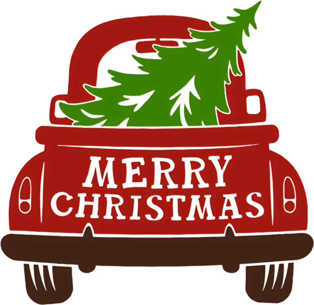 Vibrant Red Car with Christmas Tree - Merry Christmas Wallpaper
