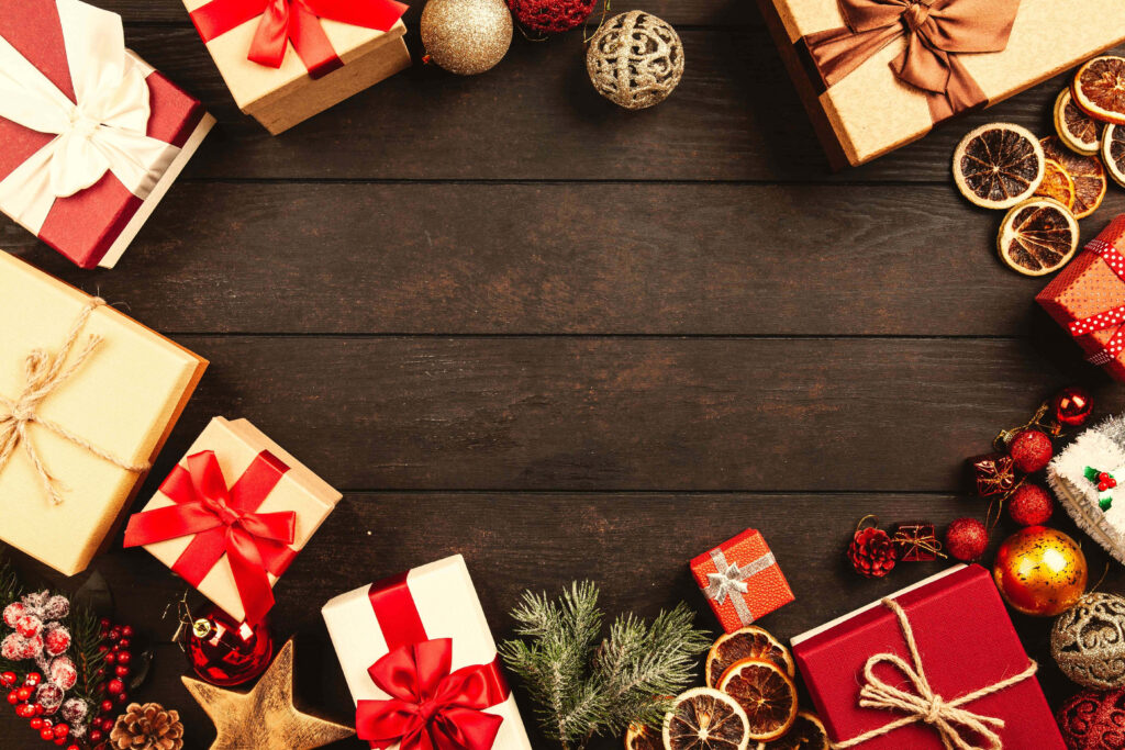 Festive Christmas Wallpaper: Wrapped Gifts & Holiday Decor Background