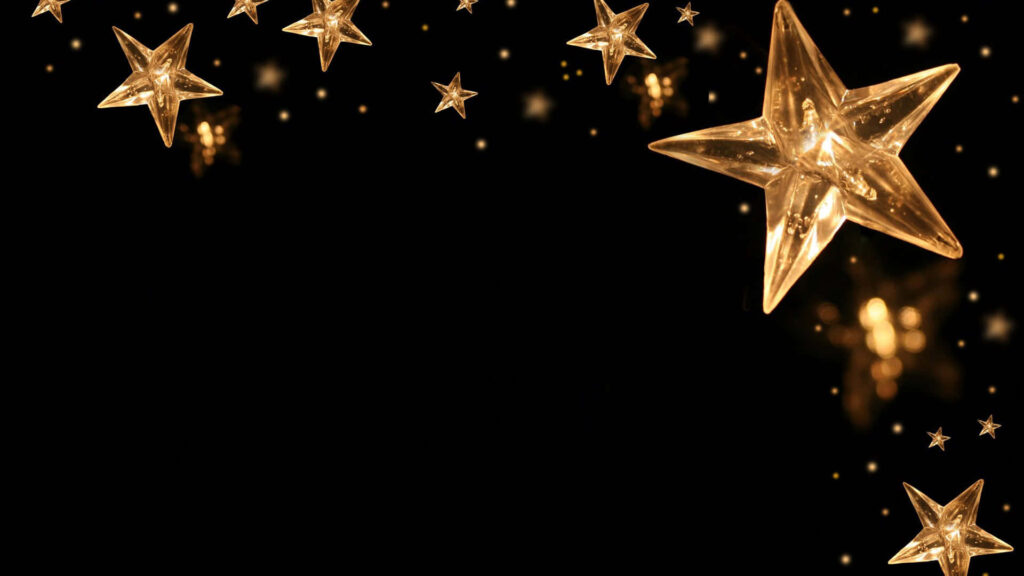 Enchanting Dark Background with Sparkling Golden Star Wallpaper