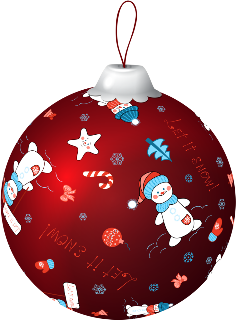 Cheerful Red Christmas Ornament Wallpaper with Snowmen & Let it Snow!