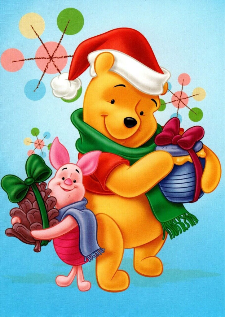 Cheerful Christmas Wallpaper: Winnie the Pooh & Piglet Celebrate