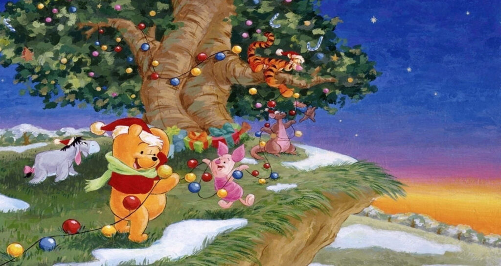 Festive Winnie the Pooh & Friends Christmas Wallpaper for All Ages