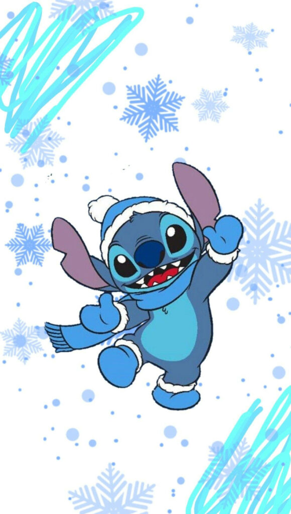 Festive Wallpaper: Warm Character & Cold Blue Snowflake Background