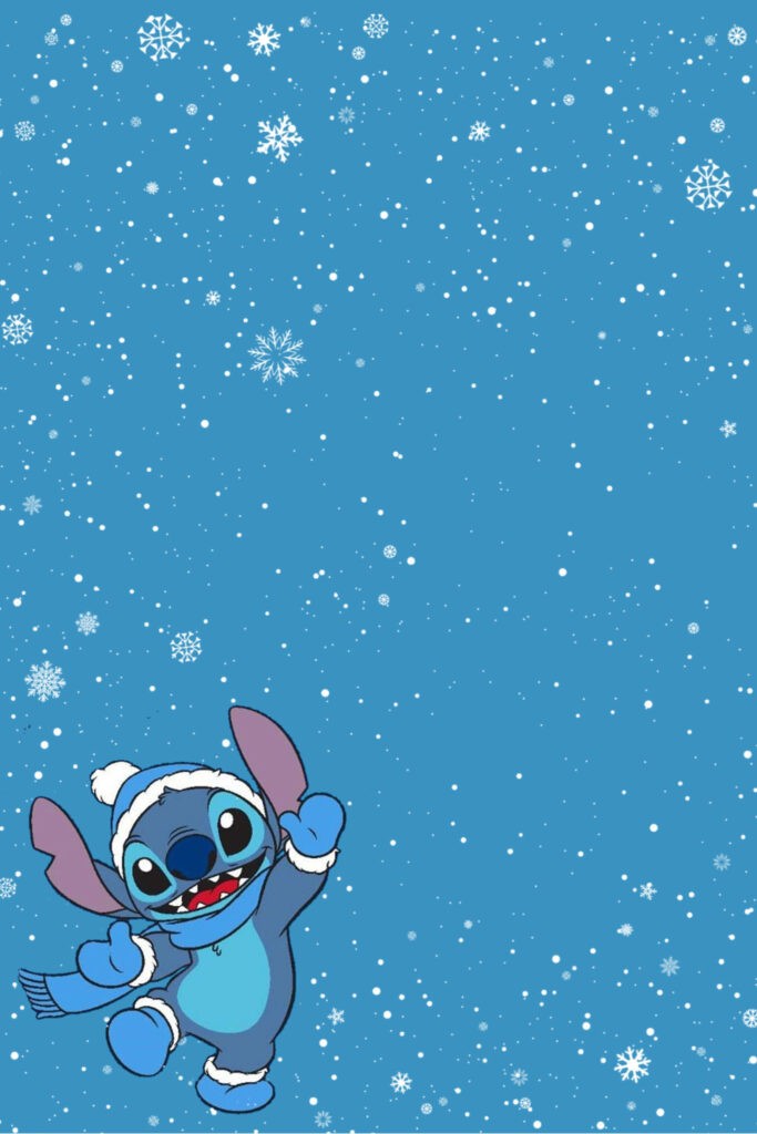 Cheerful Winter Character Phone Wallpaper - Festive Snowflakes Background