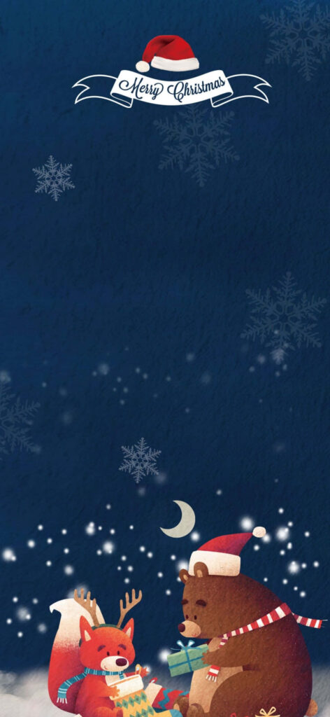 Charming Holiday iPhone Wallpaper: Bear & Fox Gift Exchange