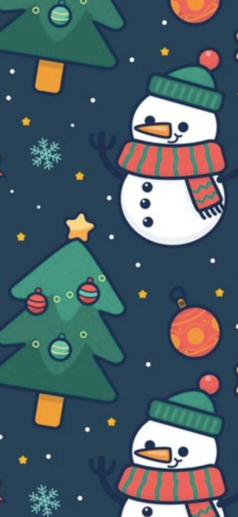 Festive iPhone Wallpaper: Cheerful Snowmen & Christmas Charm