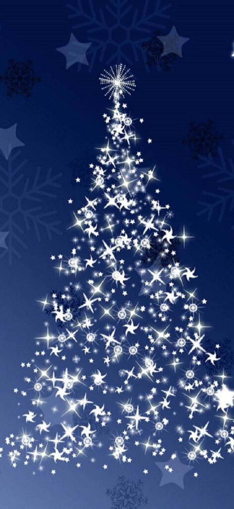 Festive iPhone Wallpaper: Dazzling Christmas Tree & Snowflakes
