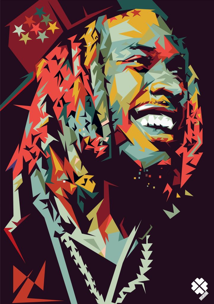 Vibrant Fetty Wap digital geometric wallpaper with colorful polygon art and dark backdrop