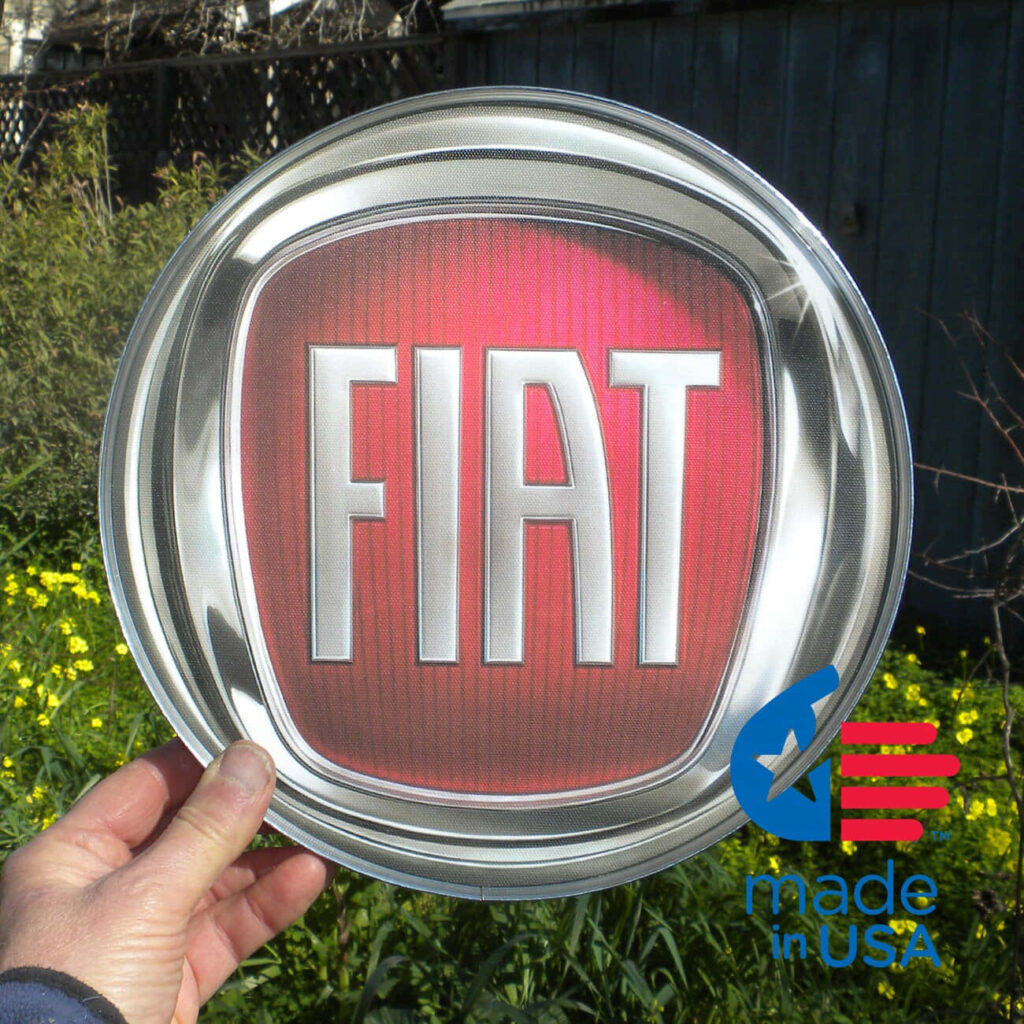 Fiat Logo Wallpaper: Bold Silver on Red, Made in USA Garden Design