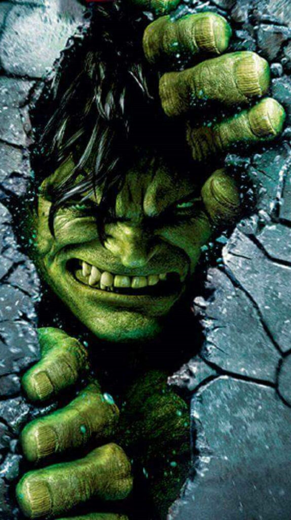 Epic 3D Angry Hulk Wallpaper: Cracked Surface & Intense Expression