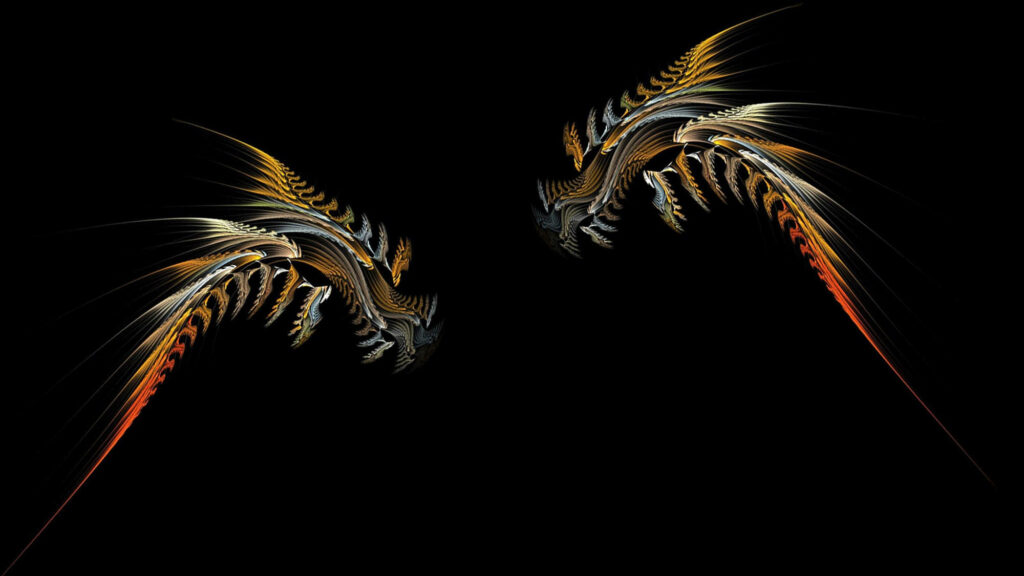 Fierce Abstract Dragon Heads Wallpaper in Fiery Tones