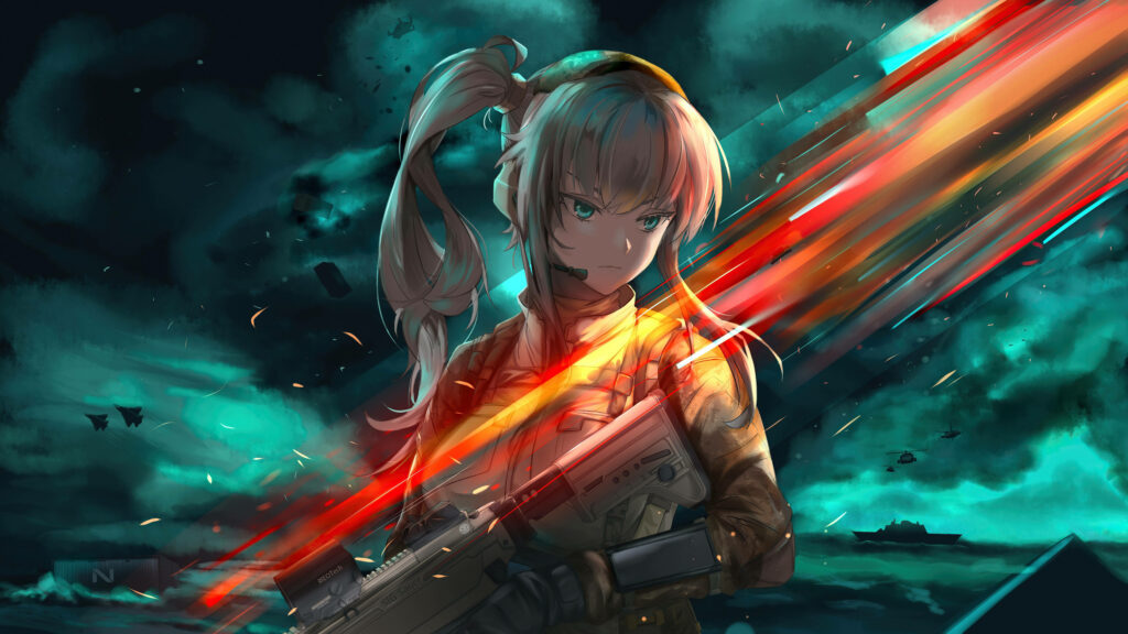 Fierce Anime Warrior Girl Dynamic Wallpaper - Gaming Battlefield Art